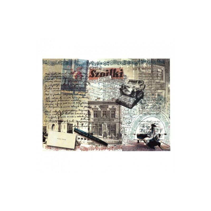 Papier ryżowy do decoupage napisy maszyna do pisania A4 ITD R352 - skl