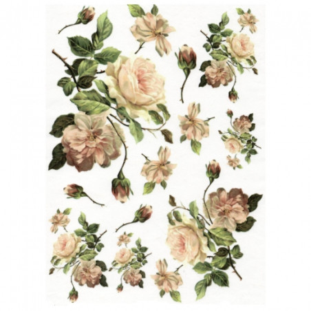 Papier ryżowy do decoupage kwiaty róże A4 ITD R361 - sklep plastyczny