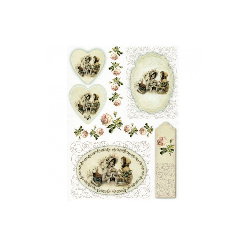 Rice decoupage paper vintage women A4 ITD R363