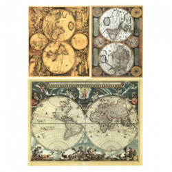 Rice decoupage paper map A4 ITD R367