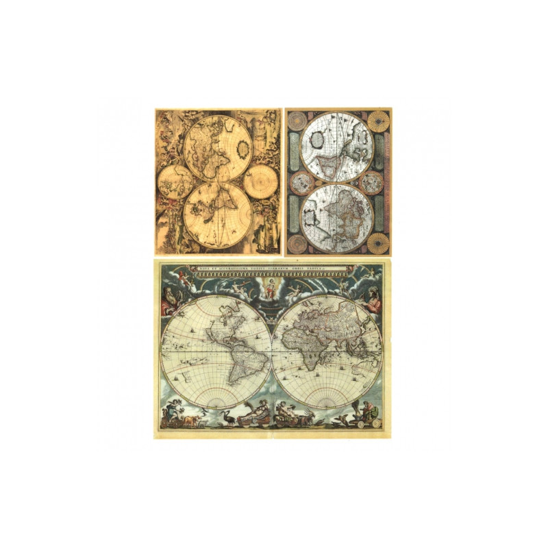 Rice decoupage paper map A4 ITD R367