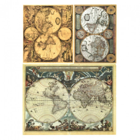 Rice decoupage paper map A4 ITD R367