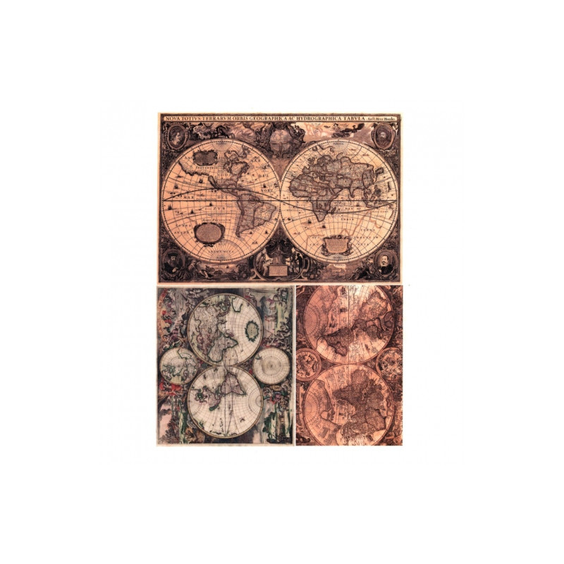 Papier ryżowy do decoupage mapa A4 ITD R368 - sklep plastyczny - szał