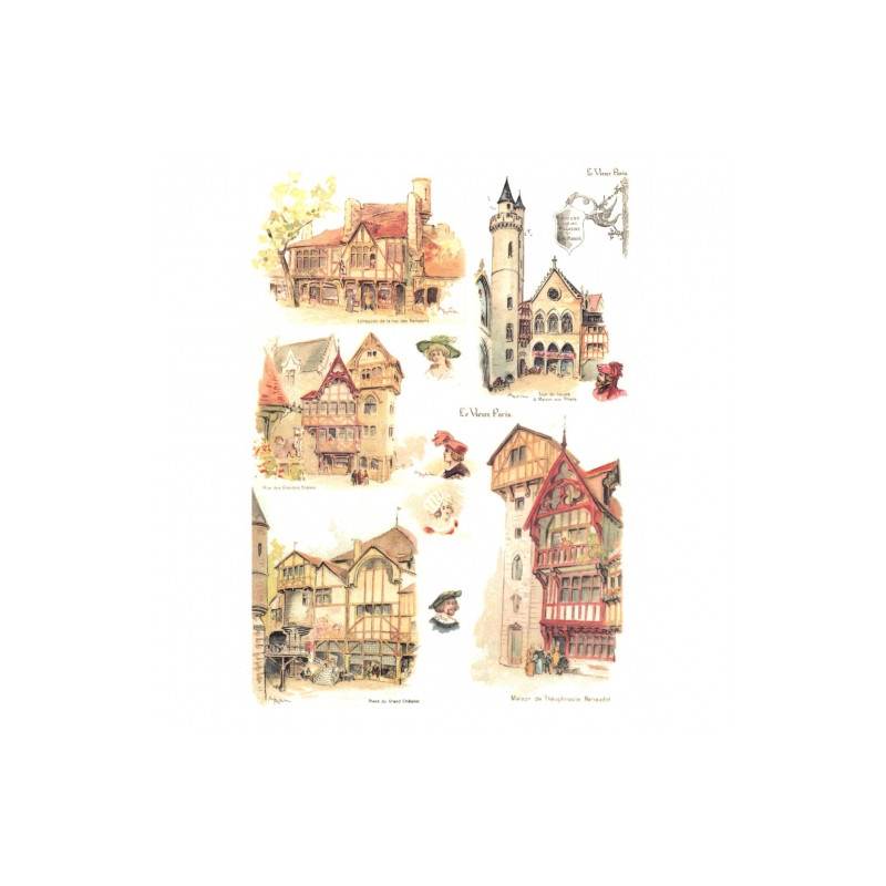 Papier ryżowy do decoupage stare miasta A4 ITD R369 - sklep plastyczny