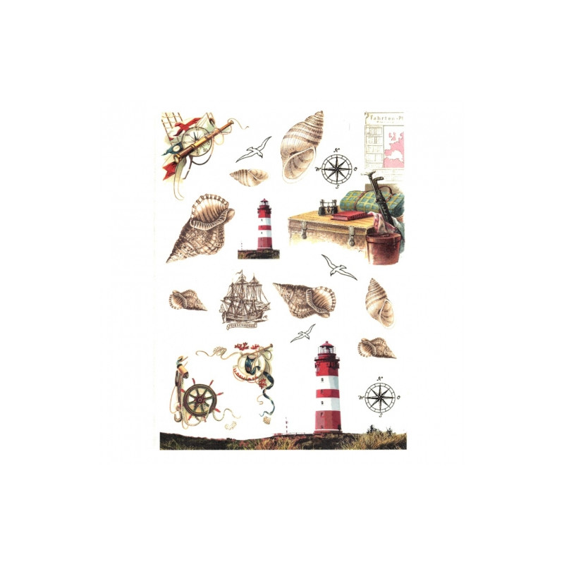 Papier ryżowy do decoupage muszle latarnia A4 ITD R407 - sklep plastyc