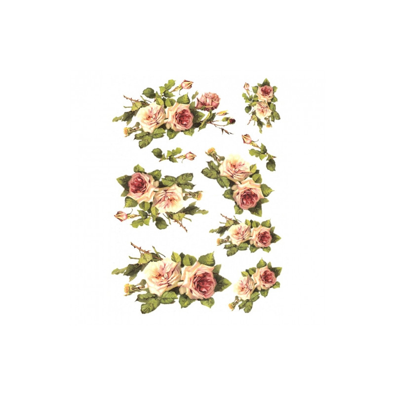 Rice decoupage paper flowers roses A4 ITD R423