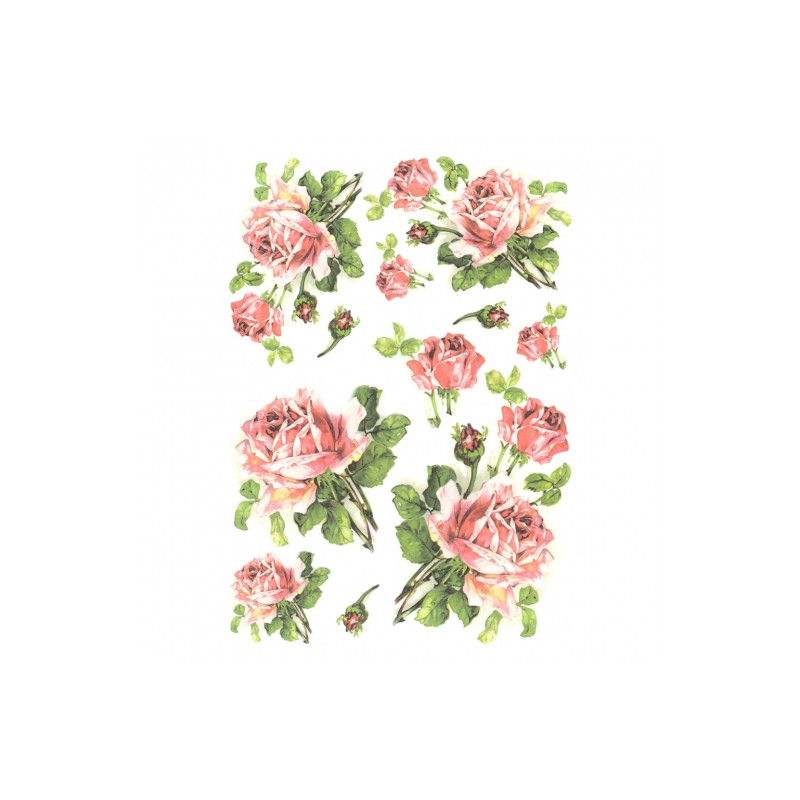Rice decoupage paper flowers roses A4 ITD R425