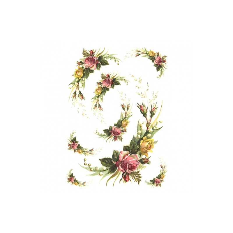 Rice decoupage paper flowers A4 ITD R427