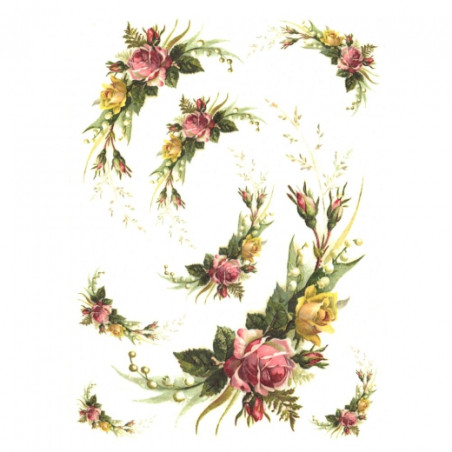 Rice decoupage paper flowers A4 ITD R427