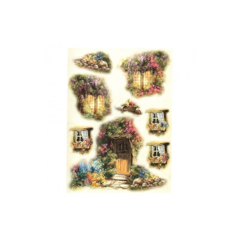 Rice paper for decoupage fairytale door windows A4 ITD R460