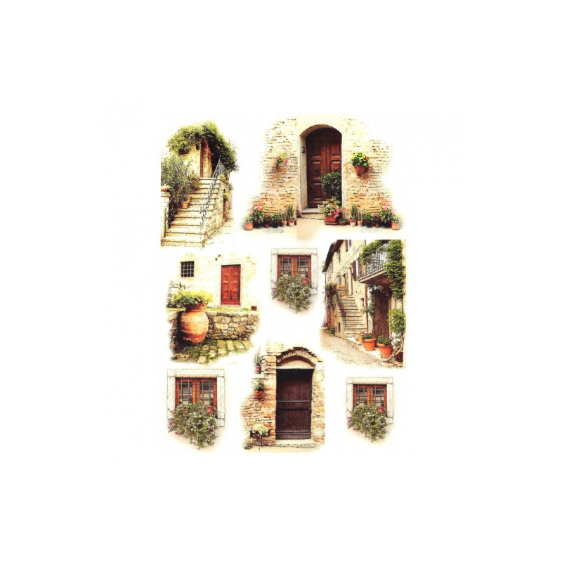 Papier ryżowy do decoupage okna drzwi A4 ITD R462 - sklep plastyczny -