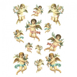 Rice decoupage paper angel cupids A4 ITD R479