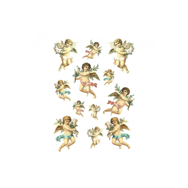 Papier ryżowy do decoupage amorki aniołki A4 ITD R479 - sklep plastycz