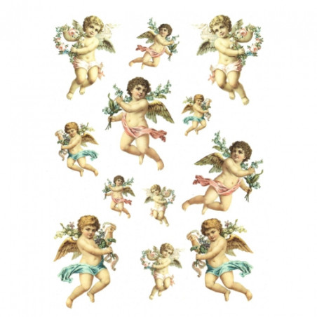 Rice decoupage paper angel cupids A4 ITD R479