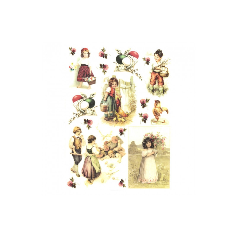 Rice decoupage paper children easter A4 ITD R481