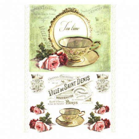 Rice paper for decoupage a cup roses A4 ITD R491