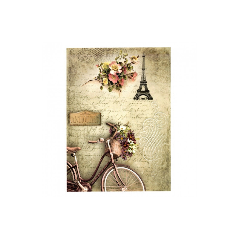 Rice decoupage paper paris bike A4 ITD R498