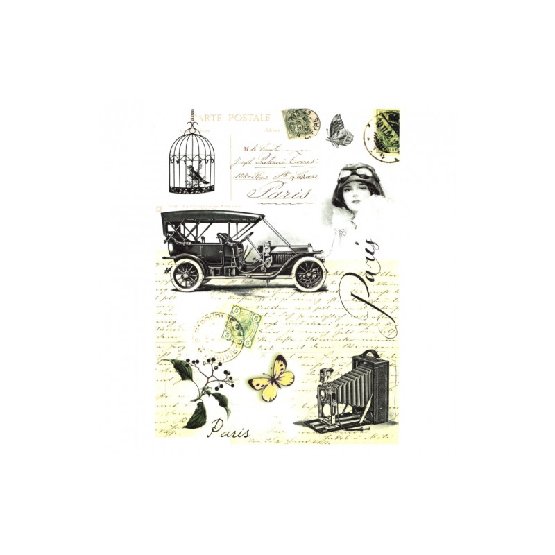 Rice paper for decoupage retro car camera A4 ITD R502