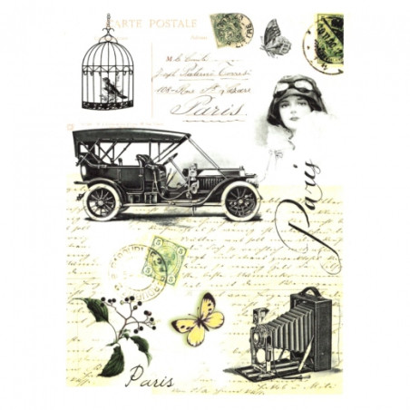Rice paper for decoupage retro car camera A4 ITD R502