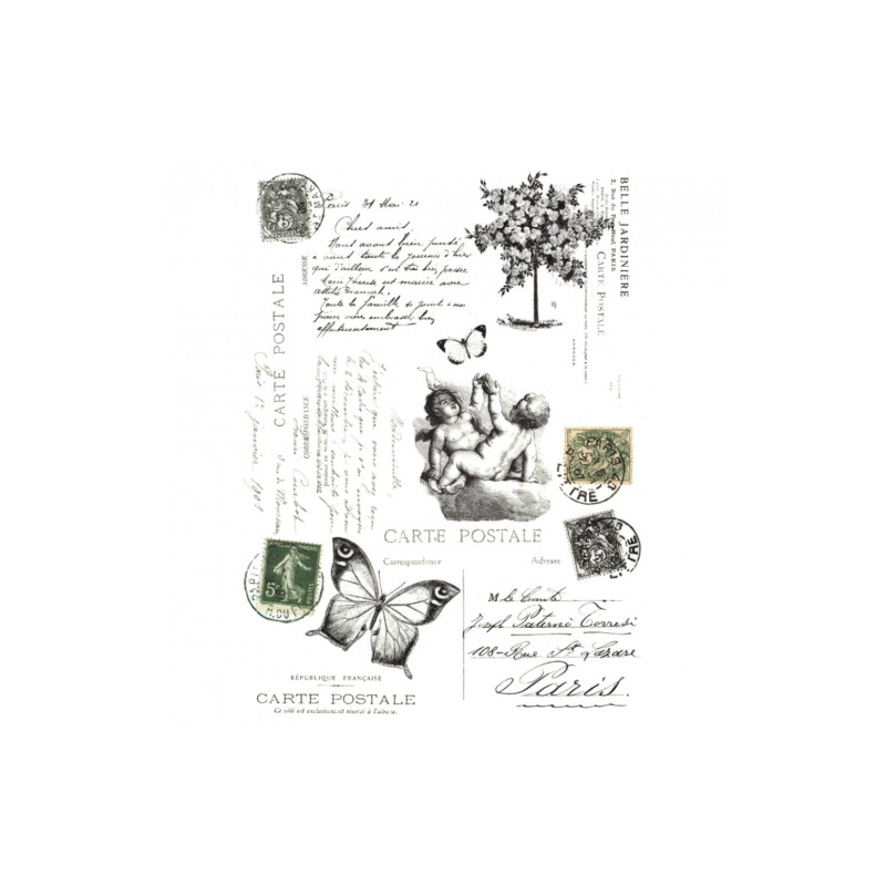 Rice decoupage paper cupids butterfly inscriptions A4 ITD R512