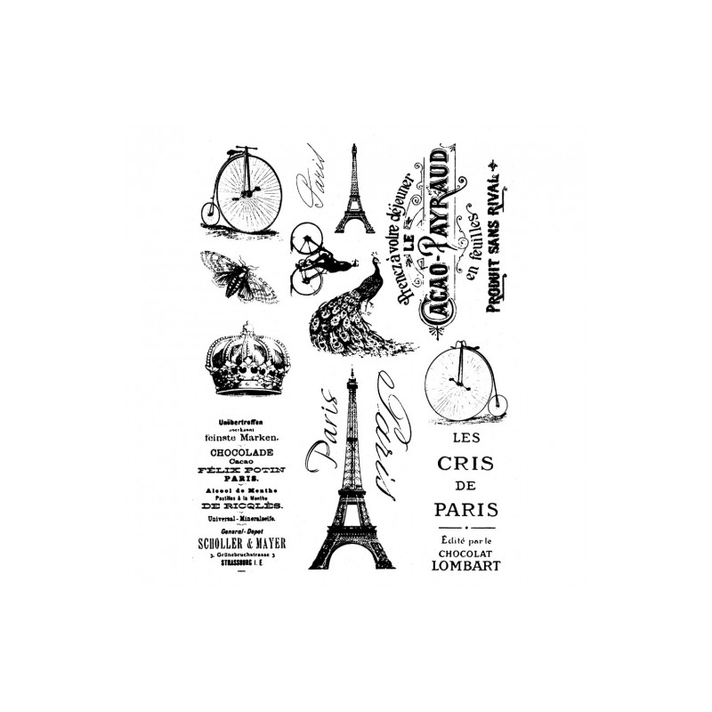 Rice decoupage paper retro paris bicycles A4 ITD R515