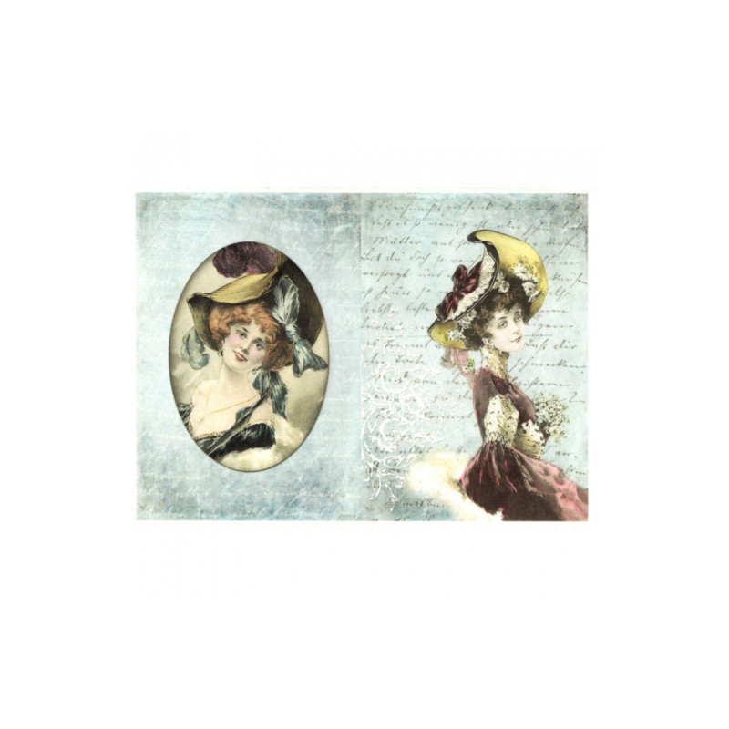 Rice paper for decoupage vintage woman A4 ITD R522
