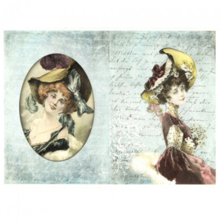 Papier ryżowy do decoupage vintage kobieta A4 ITD R522 - sklep plastyc