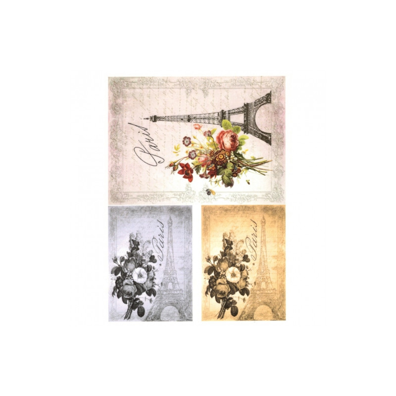 Rice paper for decoupage paris eiffel tower A4 ITD R526