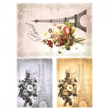 Rice paper for decoupage paris eiffel tower A4 ITD R526