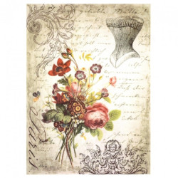 Rice paper for decoupage vintage flower bouquet A4 ITD R528