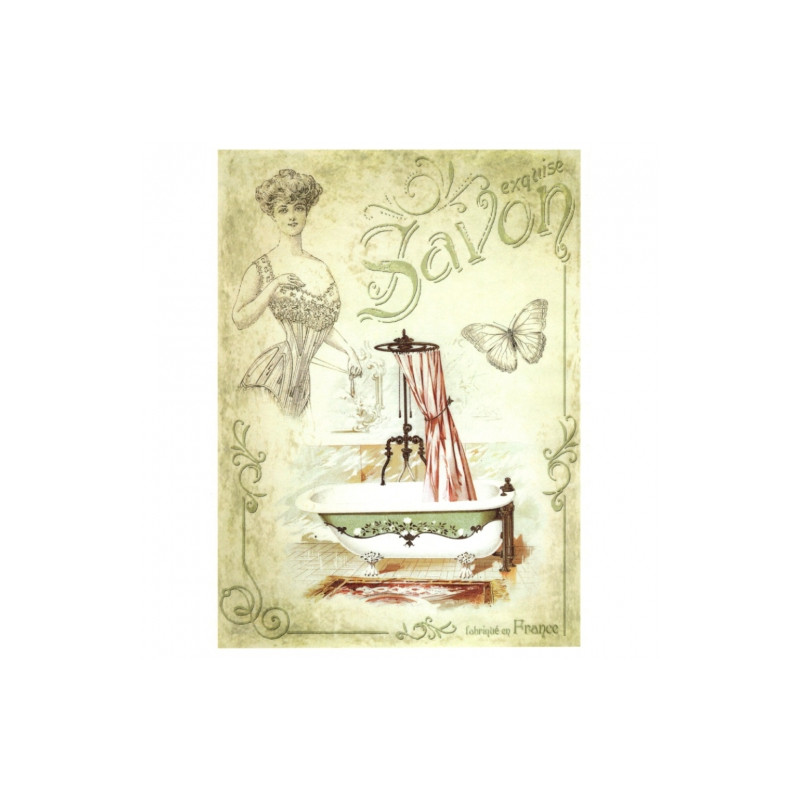 Rice decoupage paper vintage bathroom A4 ITD R529