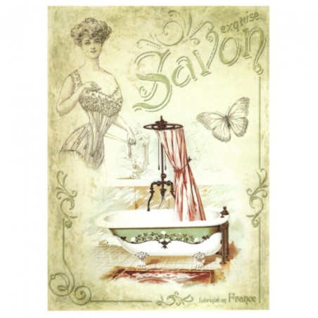 Rice decoupage paper vintage bathroom A4 ITD R529
