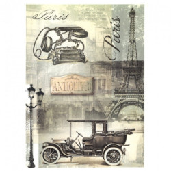 Rice paper for decoupage paris vintage car A4 ITD R530