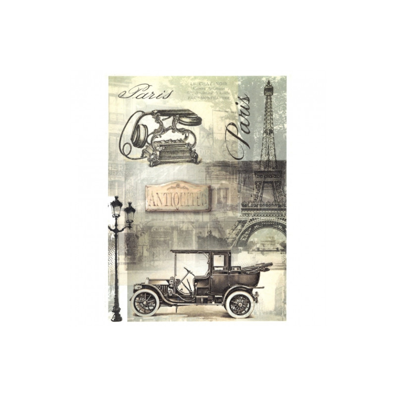 Rice paper for decoupage paris vintage car A4 ITD R530