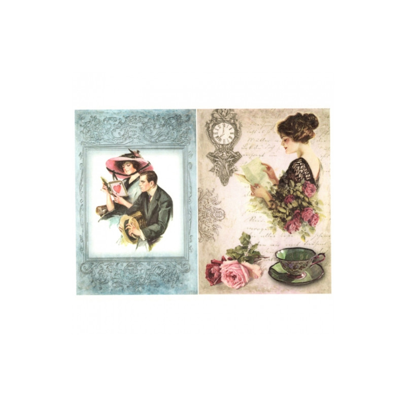 Rice paper for decoupage woman cup A4 ITD R531