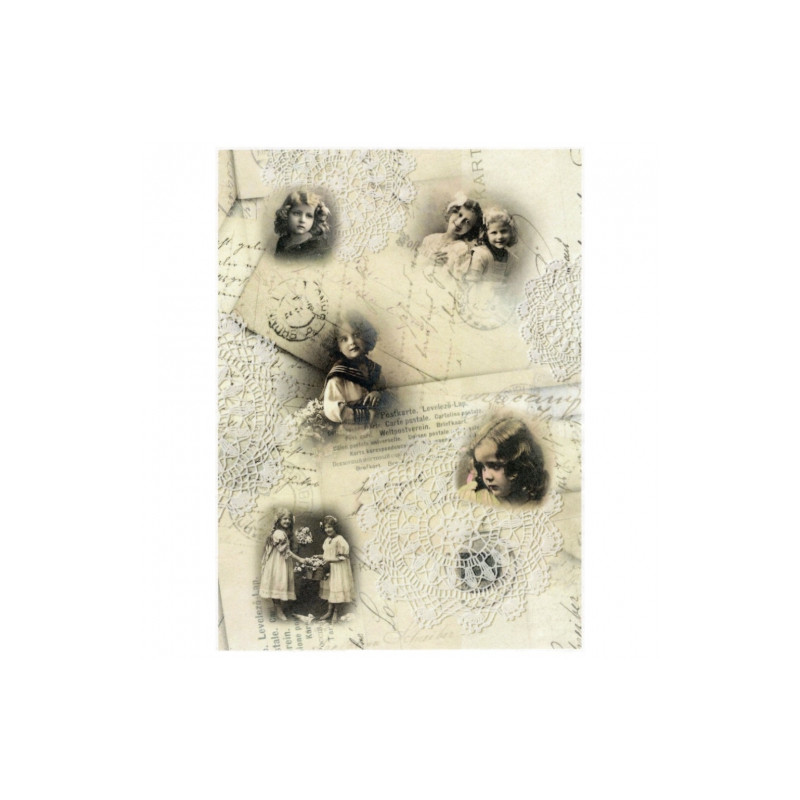 Papier ryżowy do decoupage vintage dzieci A4 ITD R560 - sklep plastycz