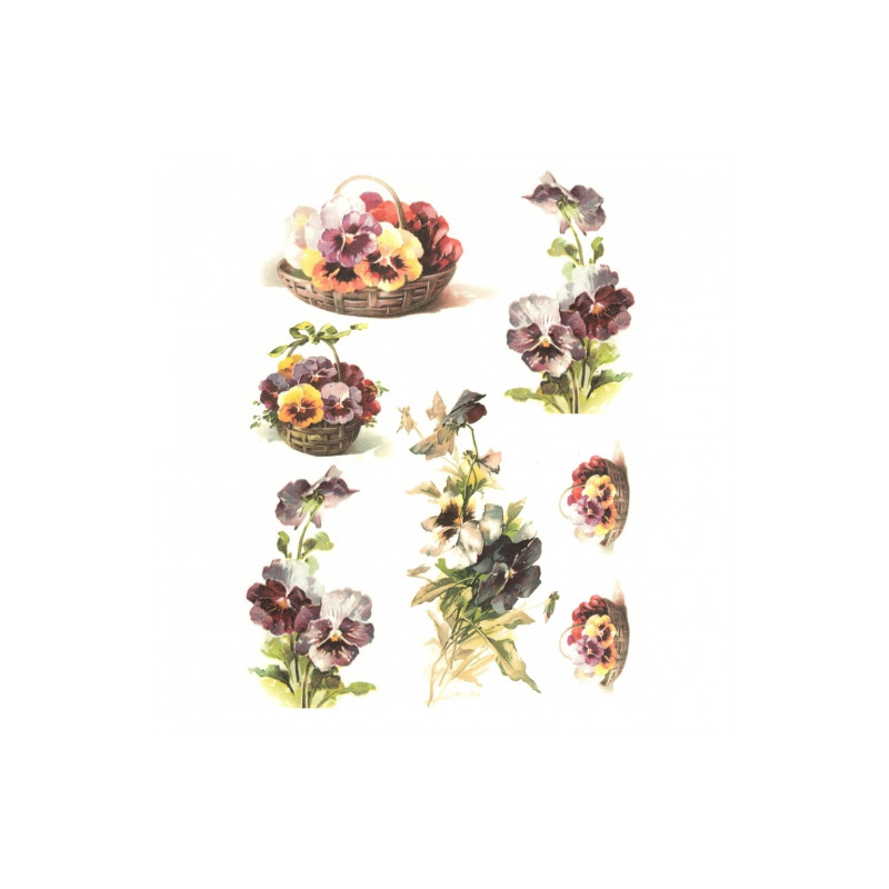Rice decoupage paper pansies flowers A4 ITD R562