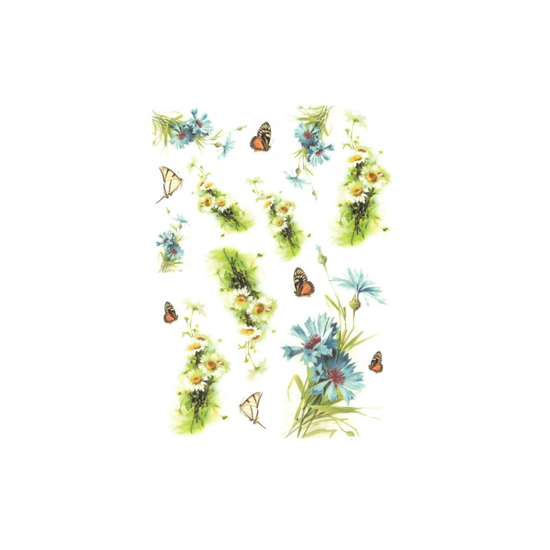Rice decoupage paper flowers butterfly A4 ITD R563