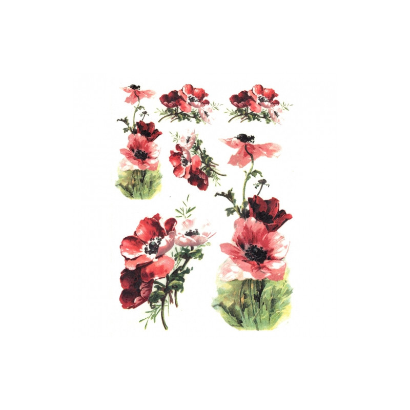Rice paper for decoupage red poppies A4 ITD R564