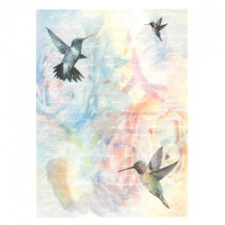 Rice paper for decoupage flowers birds letter A4 ITD R566