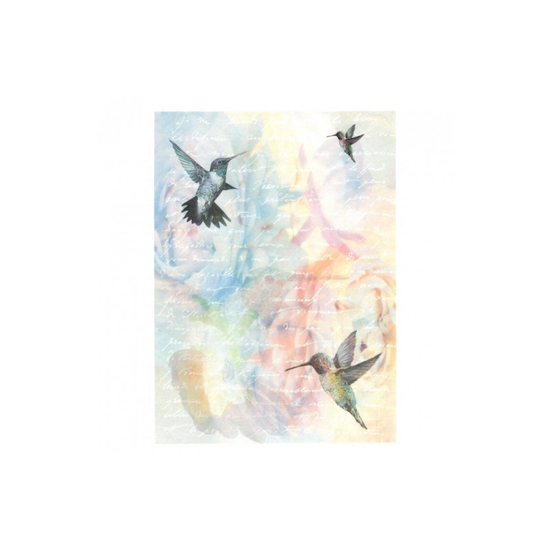Rice paper for decoupage flowers birds letter A4 ITD R566