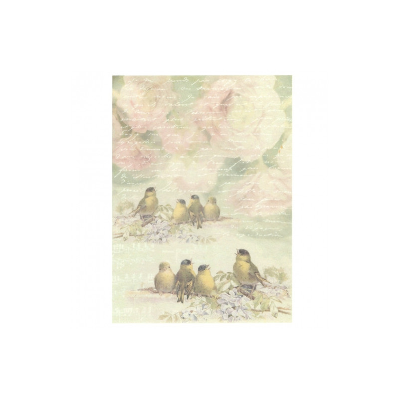 Papier ryżowy do decoupage ptaki kwiaty list A4 ITD R568 - sklep plast