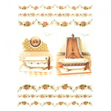 Papier ryżowy do decoupage wanna kwiaty A4 ITD R571 - sklep plastyczny