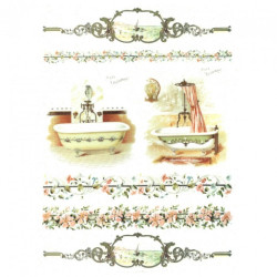 Rice decoupage paper bath flowers A4 ITD R572