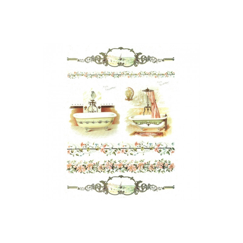 Rice decoupage paper bath flowers A4 ITD R572