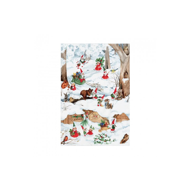 Papier do decoupage 50x70cm świąteczne gnomy - sklep plastyczny - szał