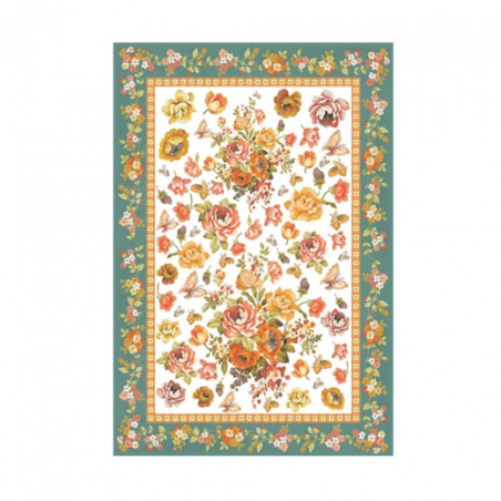 Papier do decoupage 50x70cm pomarańczowo żółte kwiaty - sklep plastycz