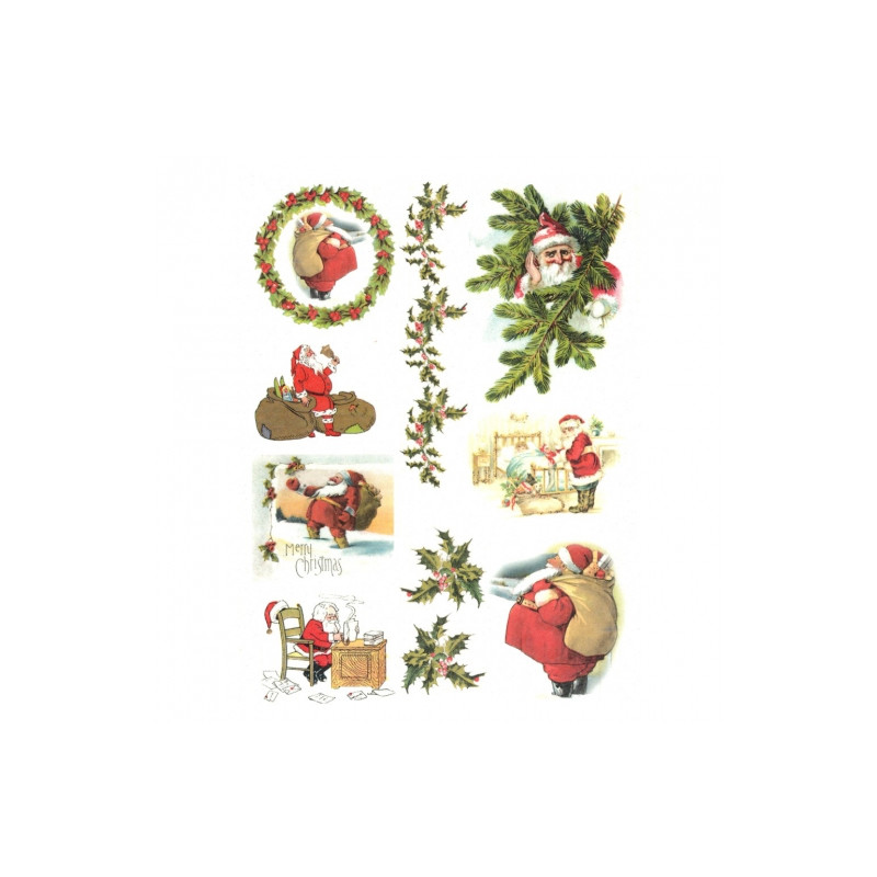 Papier ryżowy do decoupage zima mikołaj A4 ITD R585 - sklep plastyczny