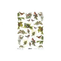 Rice decoupage paper  winter birds A4 ITD R604