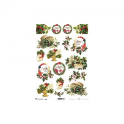 Rice decoupage paper christmas santa A4 ITD R605